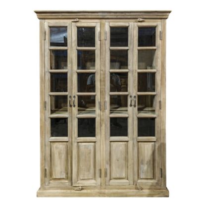 Vitrina 4 Puertas Madera Mango Blanco Decapé, 135X50X210 Cm