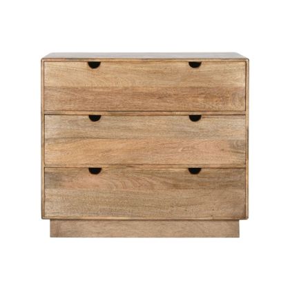 Natural Mango Wood 3-Drawer Chest 100X40X90 Cm
