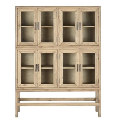 Glass and Mindi Wood Display Cabinet 120X41X160 Cm