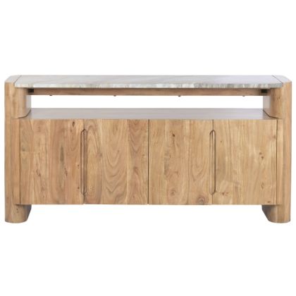 Aparador Mármol Madera Acacia 160X40X80 Cm