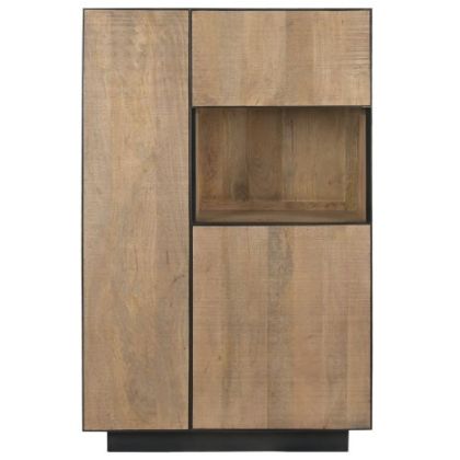 Glass Mango Wood Metal Display Cabinet 89X44X140 Sand