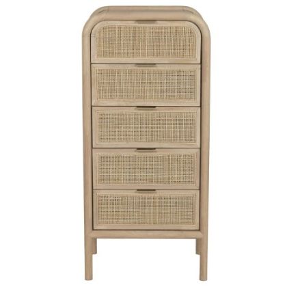 Rattan Fir Wood Chiffonier, 46X35X100 Cm