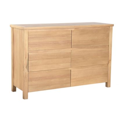 Cómoda nórdica en madera de pino natural con 6 cajones.