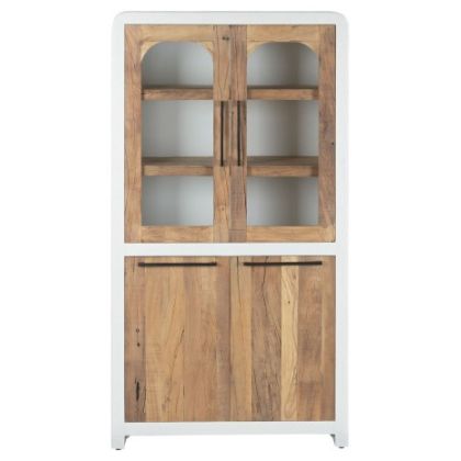 White Concrete and Recycled Mango Wood Showcase, 90 cm