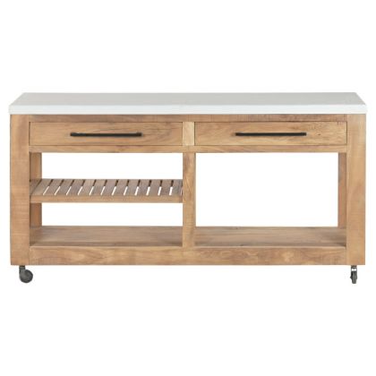 Consola Madera Reciclada Mango 150X40X80 Ruedas