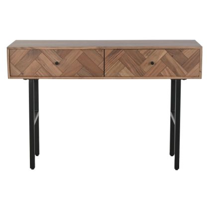 Herringbone Design Acacia Wood Metal Console 120X40X78 Cm