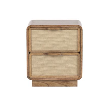 Mango Wood and Jute Nightstand 40X30X45 Cm