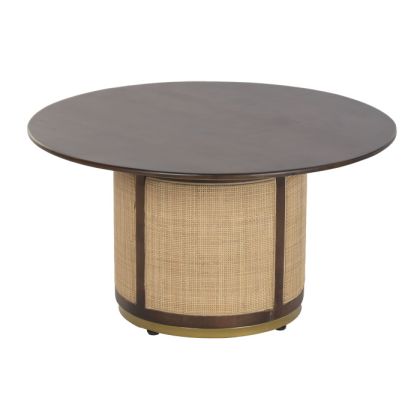 Mesa Centro Fibra Sintética Madera Mango 85X85X45 Cm