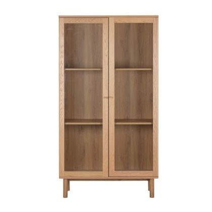 2-Door Glass Display Cabinet Natural Color 100X40X183 Cm