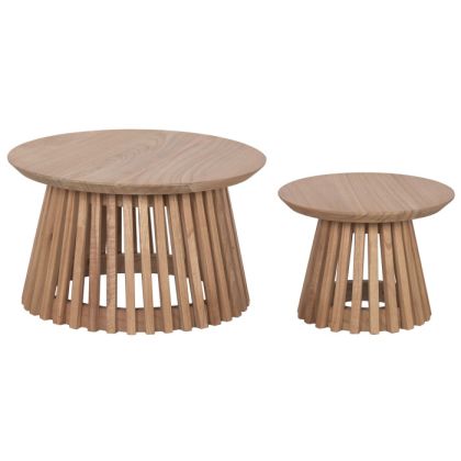 Set de 2 mesas de centro natural en madera mindi.