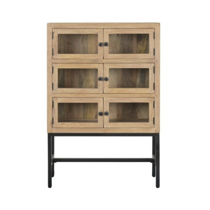 Mango Wood and Metal Display Cabinet 80X30X120 Cm