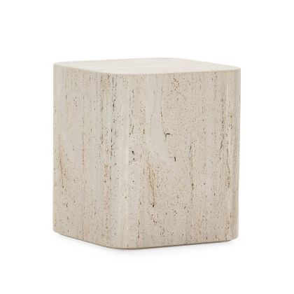 Mesa auxiliar en mármol travertino natural. Mesa auxiliar en mármol travertino natural.