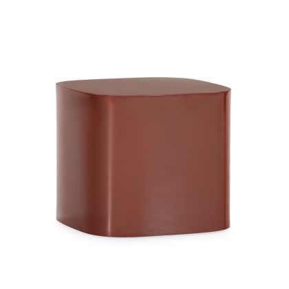 Mesa auxiliar en polvo de piedra y resina de color terracota brillante 45 cm