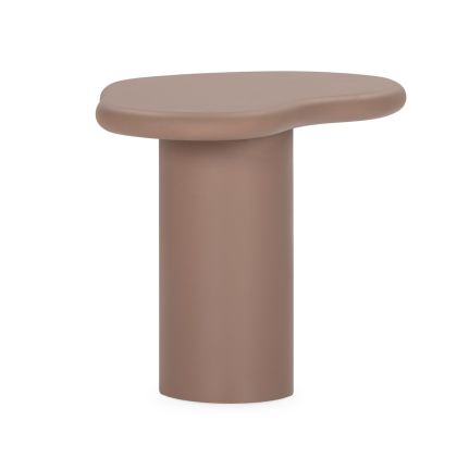 Mesa auxiliar en stoneskin color moca.