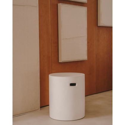 Mesa auxiliar de exterior en cemento blanco 37 cm