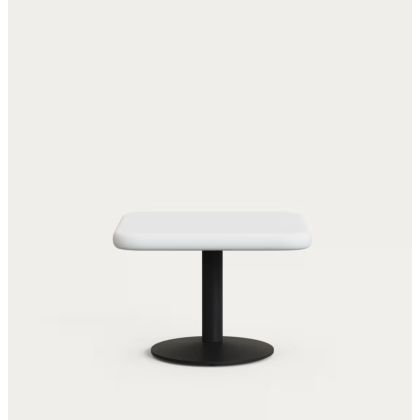 Mesa auxiliar en cemento blanco y pie de acero negro 70 cm