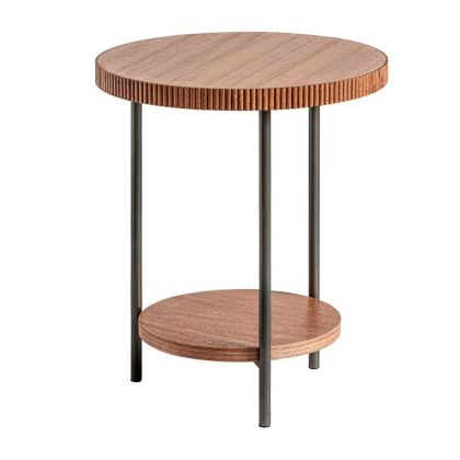 Mesa Auxiliar Asroa madera marrón hierro plata           
   