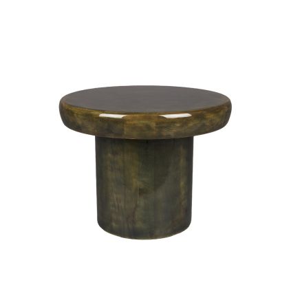Mesa auxiliar en madera de mango marrón y verde.