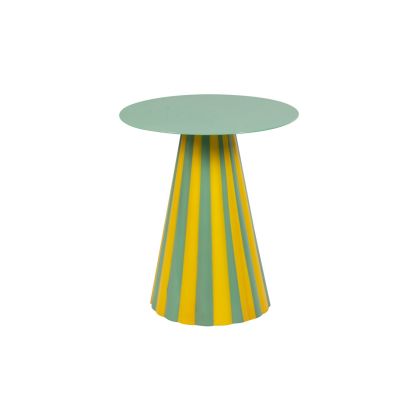 Mesa Auxiliar Redonda Metal Azul Amarillo, 40 Cm