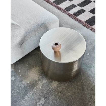 Mesa auxiliar en hierro plateado cepillado 40 cm
