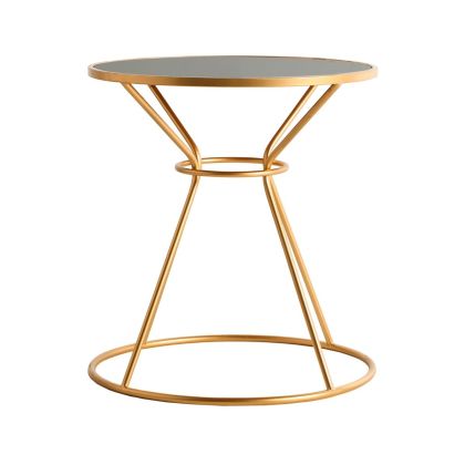 Mesa Auxiliar Zeitz Estilo Art Decó Vidrio Hierro Color Oro, 50 Cm