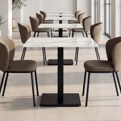 Mesa Blanco Piedra Sinterizada Hierro, 80 X 80 X 75 Cm