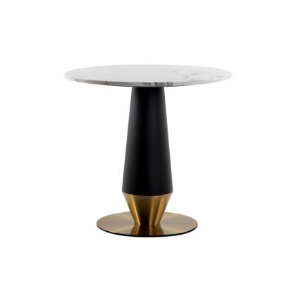 Mesa Centro Brampton Mármol Blanco Acero Negro/Oro, 80 Cm
