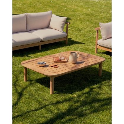 Mesa Centro de Jardín Sacova Estilo Nórdico Madera Eucalipto, 135 Cm
