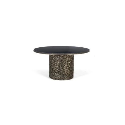 Mesa Centro Dhalia Mármol Negro Metal Oro, 87 Cm