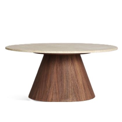Mesa Centro Dune Mármol Beige Madera Marrón, 90 Cm