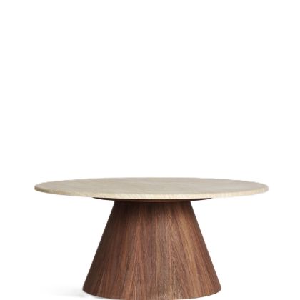 Mesa Centro Dune Mármol Beige Madera Marrón, 90 Cm