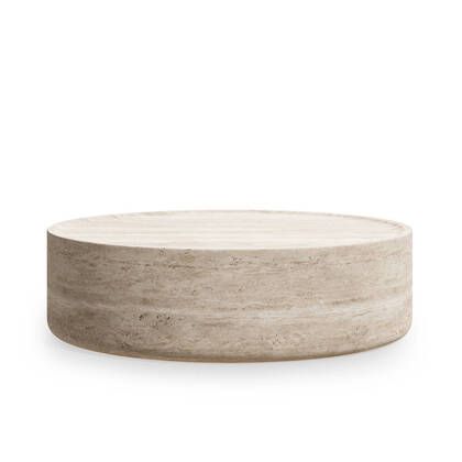 Mesa Centro Efecto Mármol Travertino, Ø110 Cm