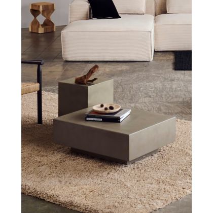 Mesa Centro Jardín Rustella Estilo Moderno Cemento Gris, 80 Cm
