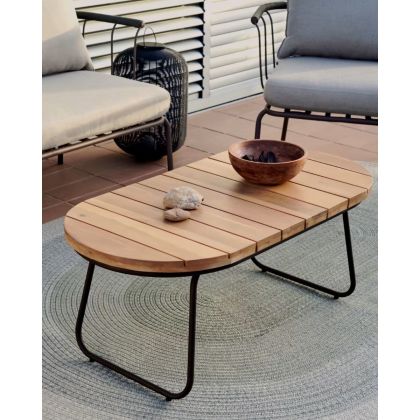 Mesa Centro Jardín Madera Acacia Acero Marrón, 100 Cm