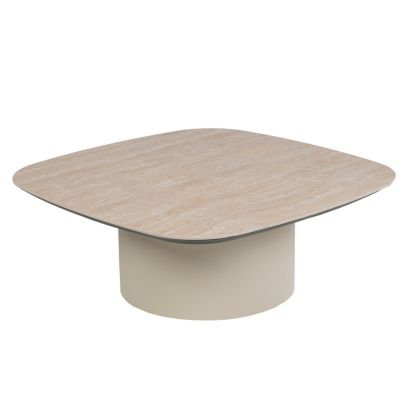 Mesa Centro Jardín Metal Beige, 80 Cm