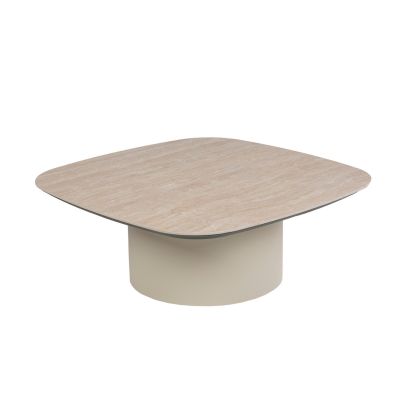 Mesa Centro Jardín Metal Beige, 80 Cm