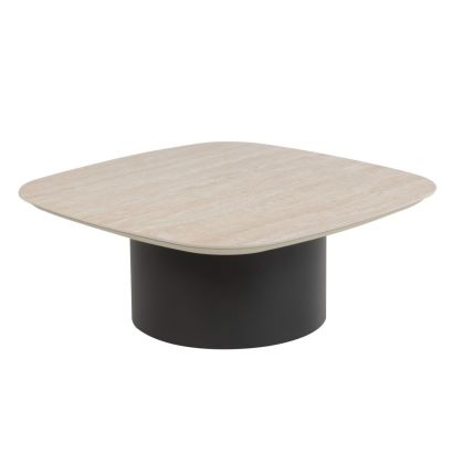 Mesa Centro Jardín Metal Beige Piedra Negra, 80 Cm