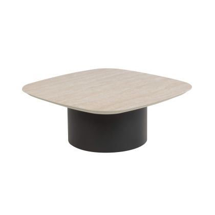 Mesa Centro Jardín Metal Beige Piedra Negra, 80 Cm