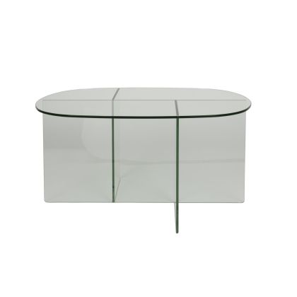 Mesa de centro ovalada en cristal transparente 80 cm