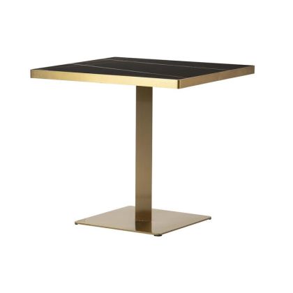 Mesa Centro Lodi Piedra Negra Acero Oro, 80 Cm