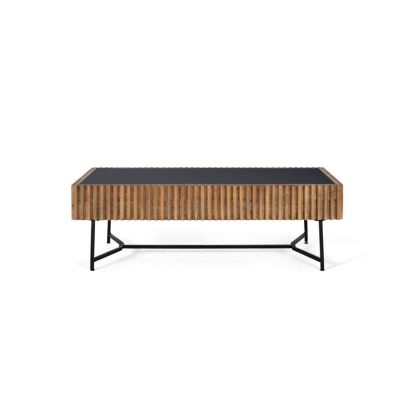 Mesa Centro Madera Biselada Hierro Negro, 120 Cm