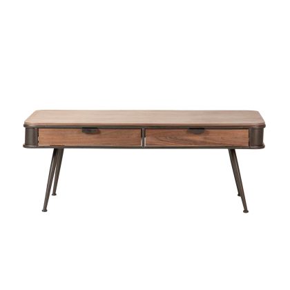 Mesa centro madera metal 2 cajones