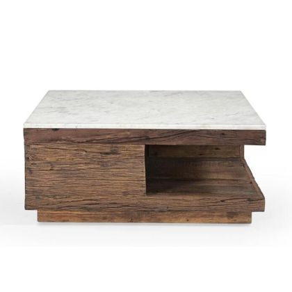 Mesa centro madera mármol