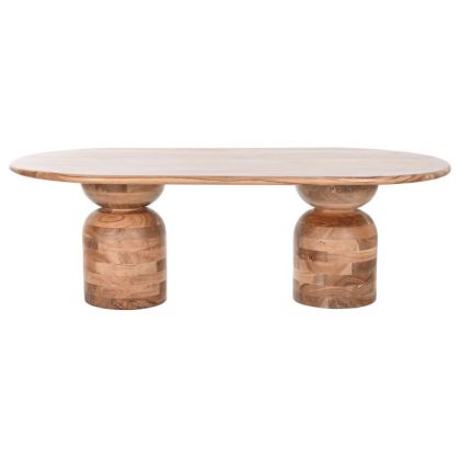 Mesa de centro nórdica moderna en madera de acacia marrón.
