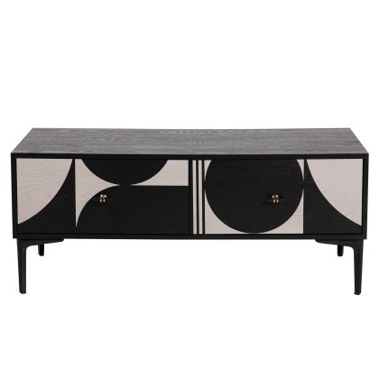 Mesa Centro Madera Metal Negro BLanco, 110 Cm