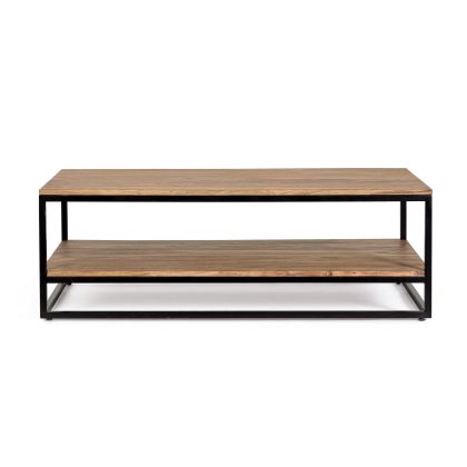 Mesa Centro Madera Sheesham Acero, 118 Cm