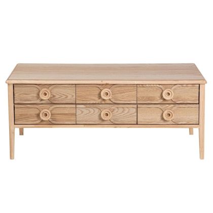 Mesa Centro Madera Tonos Marrón 6 Cajones, 110 Cm