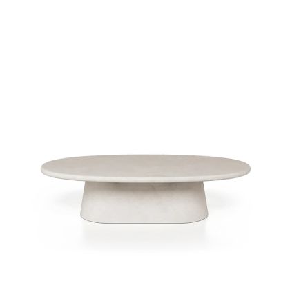 Mesa Centro Ovalada Microcemento Acabado Crema, 142 Cm