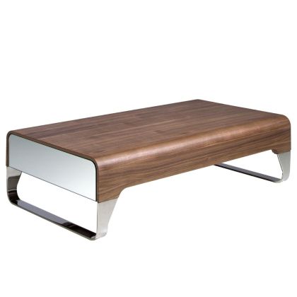 Mesa Centro Nogal Acero Cromado, 120 Cm