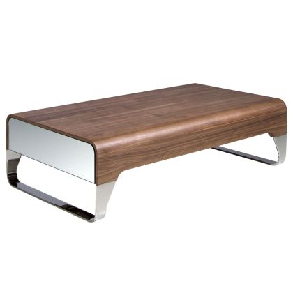 Mesa Centro Nogal Acero Cromado, 120 Cm